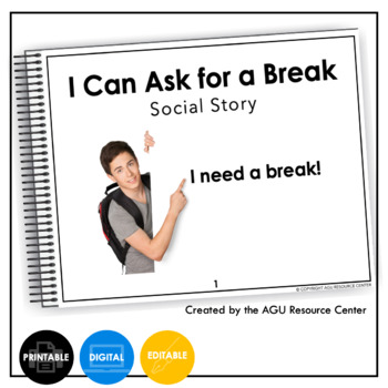 Preview of I Can Ask for a Break Social Story | EDITABLE