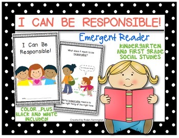 Preview of {I Can Be Responsible} Social Studies Emergent Reader Kindergarten & First Grade