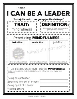 worksheet grade math 1 for in Mindful TpT a Leader:  I Can Be by Learners  Worksheets