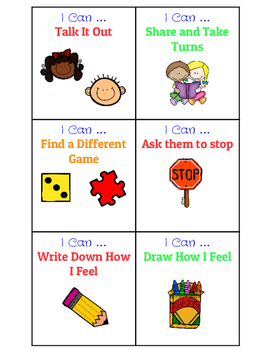 Preview of "I Can" Cards for Conflict & Behavior Management {Free}