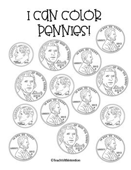 I Can Color Coins: Simple Coloring Pages by Teach With Intention