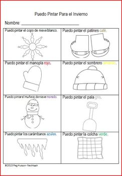I Can Color for Winter Spanish Version by Peg Hutson | TpT