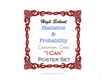 Preview of I Can Common Core Poster Set for Statistics and Probability