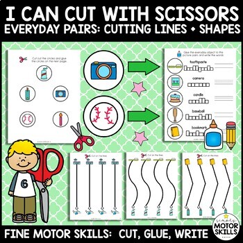 Preview of I Can Cut with Scissors - Cutting Lines & Shapes, Glue, Write - Everyday Objects