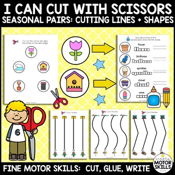 Preview of I Can Cut with Scissors - Cutting Lines & Shapes, Glue, Write - Seasonal Theme