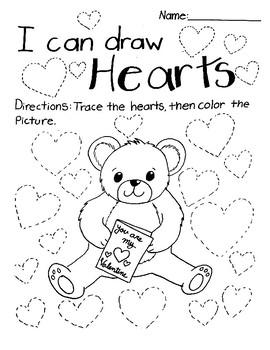 Preview of I Can Draw Hearts Tracing Valentine's Day Activity