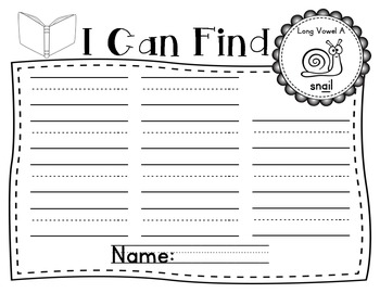 I Can Find...Long Vowels and More! (Print and Go) | TpT