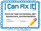 I Can Fix It! Form (Reflection and Test Correction)