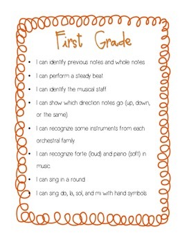 Preview of "I Can" Grades 1/2 Curriculum Statements