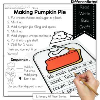 Preview of I Can Make No Bake Pumpkin Pie - Literacy and Craft