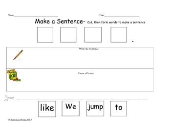 Preview of I Can Make a Sentence- cut and paste