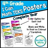 I Can Math Statement Posters 4th Grade TEKS Complete Year