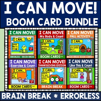 Preview of I Can Move BUNDLE Errorless BOOM Cards™ for Brain Break and Distance Learning