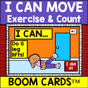 Preview of I Can Move GIF Kids Exercise and Count to 10 BOOM Cards™ Errorless Brain Break