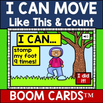 Preview of I Can Move Like This and Count to 10 GIF Kids BOOM Cards™ Errorless Brain Break