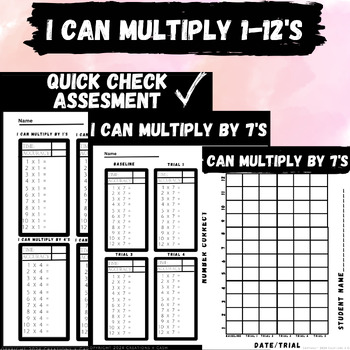 Preview of I Can Multiply 1-12~ Growth Monitoring ~ Student Led Data Tracking