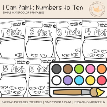 Preview of I Can Paint | Numbers to 10 | PreK Kinder Watercolor Paint Counting Activities
