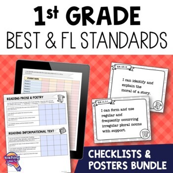 Preview of 1st Grade Core Subjects BEST Standards I Can Posters & Checklists Bundle Florida
