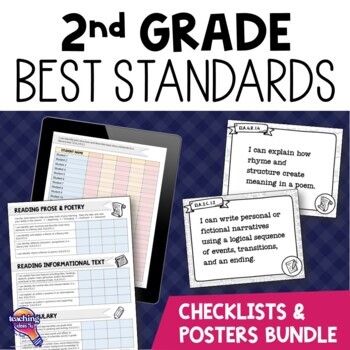 Preview of 2nd Grade Core Subjects BEST Standards I Can Posters & Checklists Bundle Florida