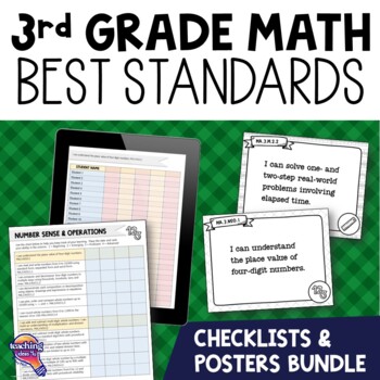 Preview of 3rd Grade MATH BEST Standards I Can Posters & Checklists Bundle Florida