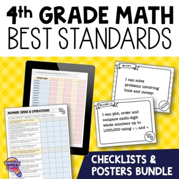 Preview of 4th Grade MATH BEST Standards I Can Posters & Checklists Bundle Florida