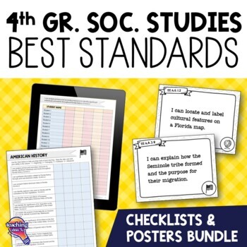 Preview of 4th Grade Social Studies Florida Standards I Can Posters & Checklists Bundle