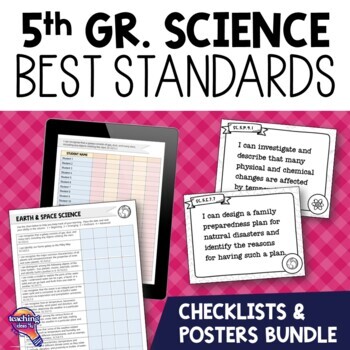 Preview of 5th Grade SCIENCE Florida Standards I Can Posters & Checklists Bundle BEST