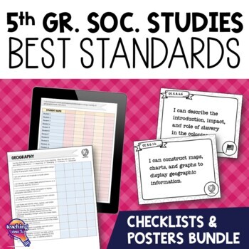 Preview of 5th Grade Social Studies Florida Standards I Can Posters & Checklists Bundle