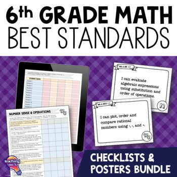 Preview of 6th Grade MATH BEST Standards I Can Posters & Checklists Bundle Florida
