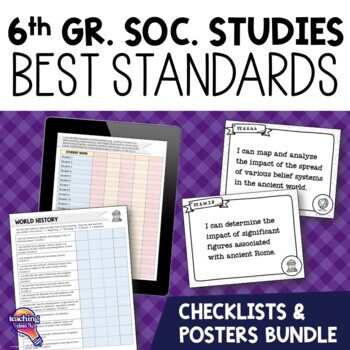 Preview of 6th Grade Social Studies Florida Standards I Can Posters & Checklists Bundle