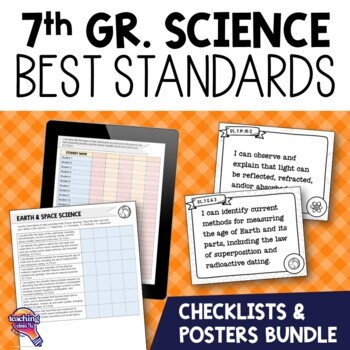 Preview of 7th Grade SCIENCE Florida Standards I Can Posters & Checklists Bundle BEST
