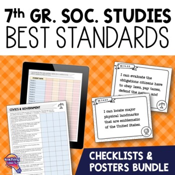 Preview of 7th Grade Social Studies Florida Standards I Can Posters & Checklists Bundle