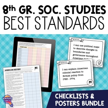 Preview of 8th Grade Social Studies Florida Standards I Can Posters & Checklists Bundle