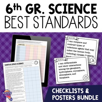 Preview of 6th Grade SCIENCE Florida Standards I Can Posters & Checklists Bundle BEST