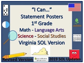 Preview of I Can...Posters for VA SOL's 1st Grade Revised and Updated 2022