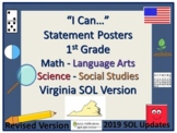 I Can...Posters for VA SOL's 1st Grade Revised and Updated 2022