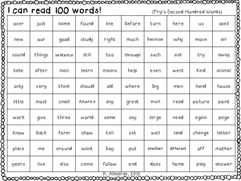 I Can Read 100 Words! (A 100th Day of School Sight Word Activity). by K