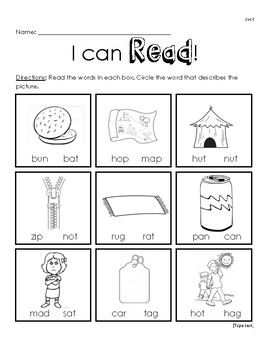I Can Read! CVC worksheet 4 by Miss Kelly | TPT