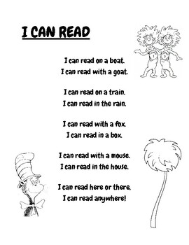 Preview of I Can Read Dr. Seuss Poem