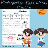 I Can Read Sight Word Fluency Passages Kindergarten Sight 