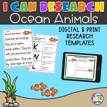 Preview of I Can Research - Ocean Animals Research Templates | Print and Digital