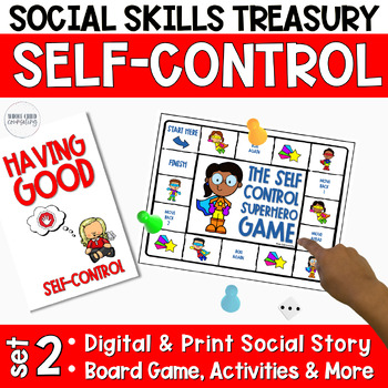 Preview of I Can Show Self Control Social Story and Game Social Skills Impulsivity Set 2