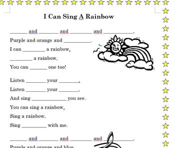 Preview of I Can Sing a Rainbow - Cloze Activity
