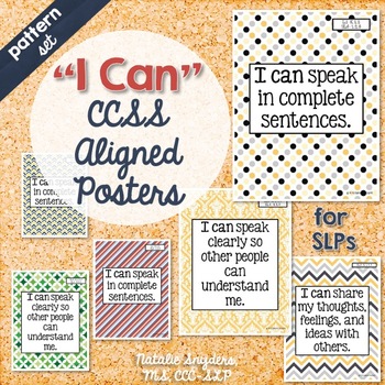 Preview of "I Can" Statement Posters for Speech Language Therapy - Patterns