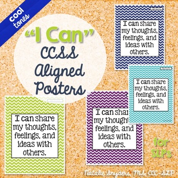 Preview of I Can CCSS Posters for Speech Language Therapy (Cool Tones) for K-6th