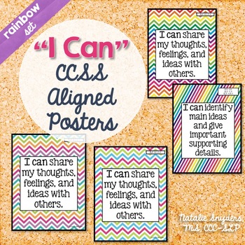 Preview of I Can Statement Posters for Speech Language Therapy Aligned to CCSS (Rainbow)