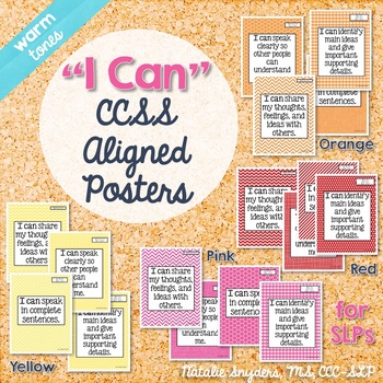 I Can Statement Posters for Speech Language Therapy Aligned to CCSS ...