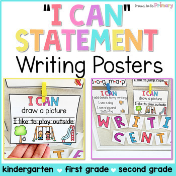 Preview of Writing I Can Statement Posters & Cards - Common Core Kindergarten, 1st, 2nd Gr