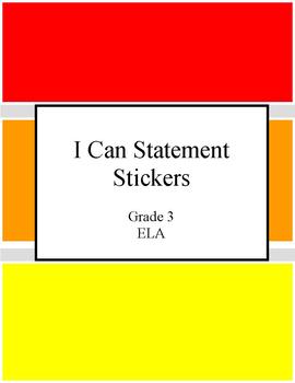 Preview of I Can Statement Stickers - Grade 3 ELA (Reading) - Common Core