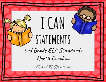 Preview of I Can Statements - 3rd Grade ELA Standards - North Carolina